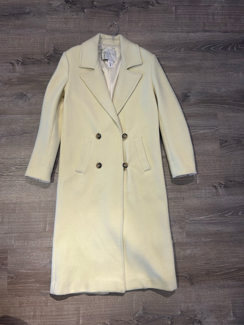 Forte Forte 100% Wool Trench‎ Coat Lined Double Breasted Butter Yellow L/XL